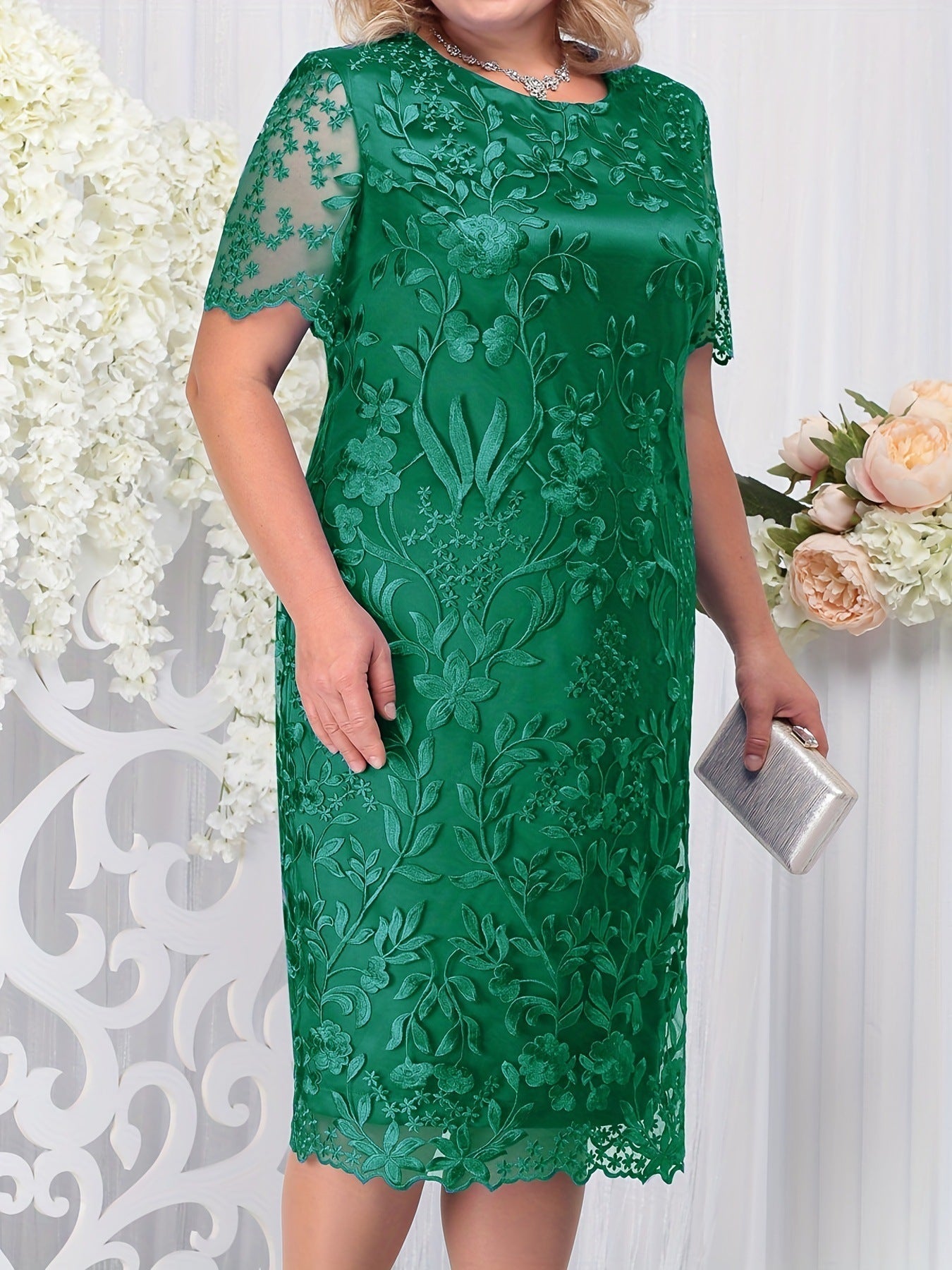 Amy - Elegant Dress With Floral Lace