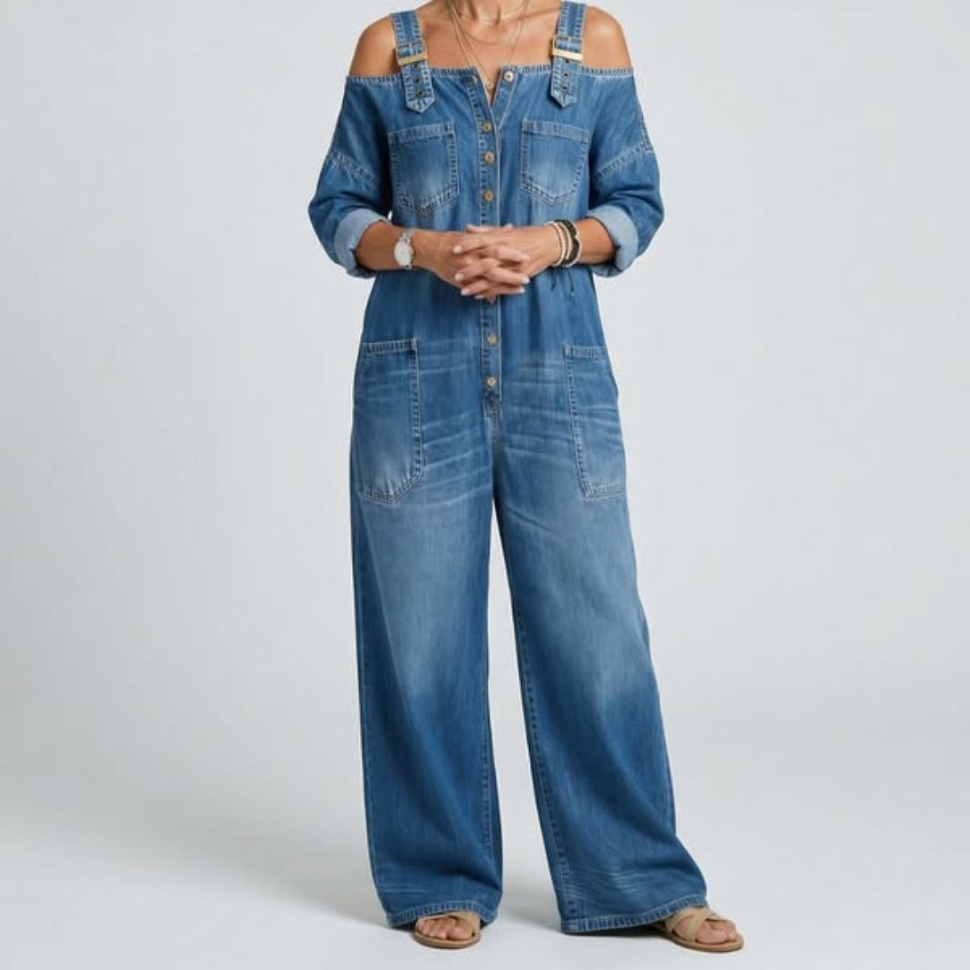 Sophia | Off Shoulder Denim Jumpsuit