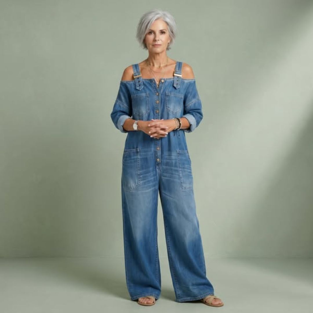 Sophia | Off Shoulder Denim Jumpsuit